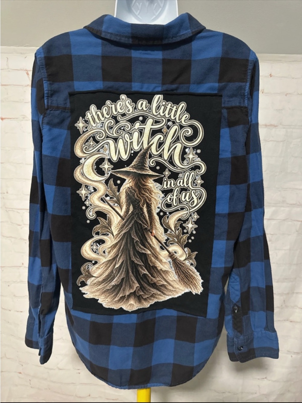 Upcycled Halloween There’s A Little Witch In All Of Us Tee Flannel L